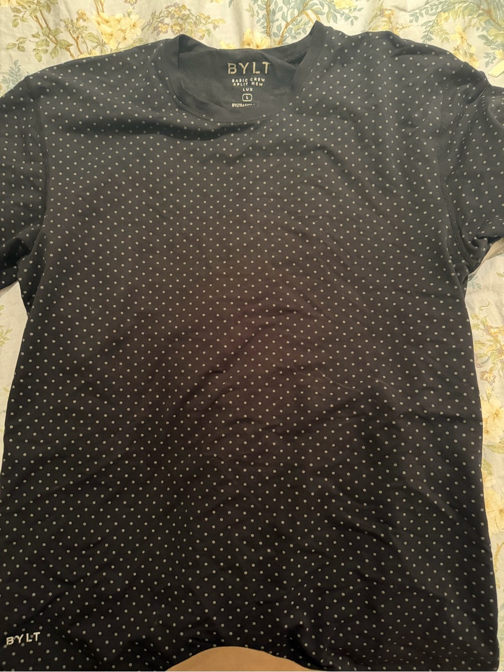 BYLT Basics Black Tee with White Micro Dots